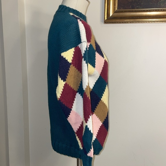The Limited Vintage Argyle Ramie/Cotton Blend chunky sweater.  Heavyweight. M/L - Picture 2 of 12
